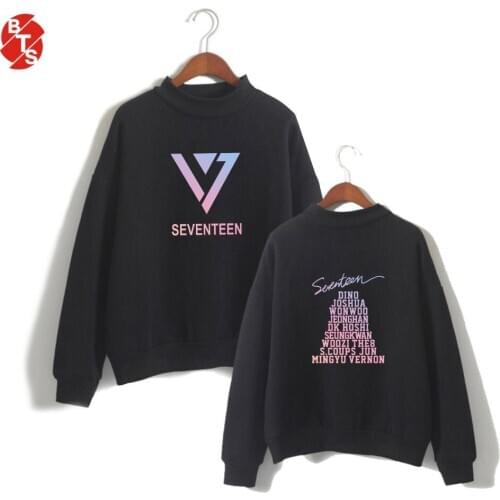 SEVENTEEN Kpop 2018 Turtleneck Sweatshirts Casual Women/Men Long Sleeve SEVENTEEN Sweatshirts Fashion Printed Sweatshirt Clothes