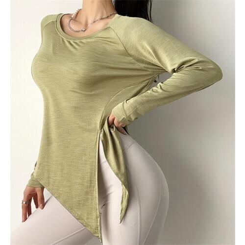 Yoga Top Women Sport Shirt Open Front Fitness T shirt Clothes Athletic Gym Workout Shirt Loose sportswear