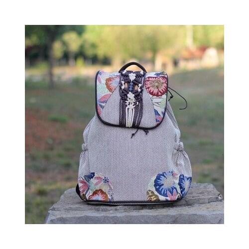 Fashion national string appliques women shopping backpacks!Nice prints lady casual cover backrack New all-match canvas backruck