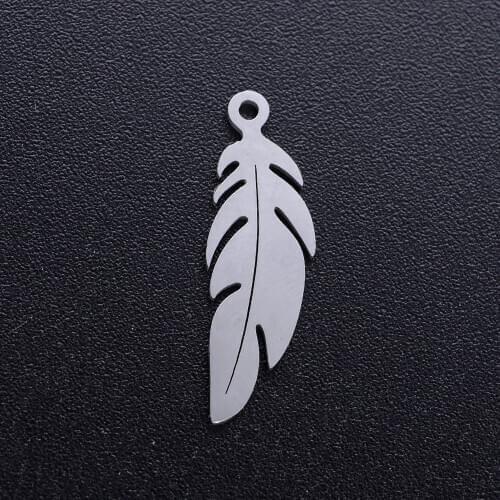 10pcs/lot Stainless Steel Feather Charms High Polished DIY Jewelry Making Accessories 20.5*6mm