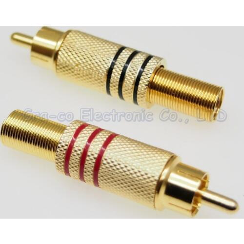 10pcs Gold Plated RCA Plug Adapter Solderless Lotus Plug Audio Video AV Signal Audio Jack