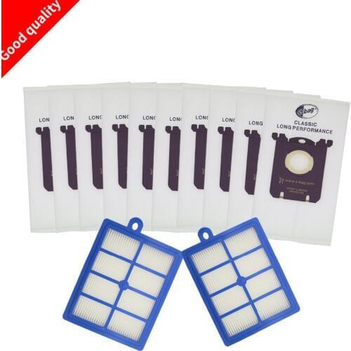 12pcs/set Free Shipping 2 hepa filter 10pcs Dust Bags for Electrolux Vacuum Cleaner filter for electrolux hepa filter and S-BAG