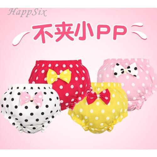 4Pieces/lot Baby Underwear Girls Cotton Cute Bowknot Dot Pink Girl Clothes Underpanties 0-2Years Todder Newborn Baby Underwear