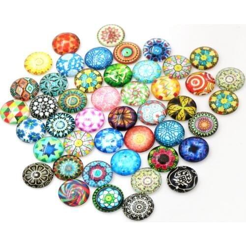 50pcs/Lot 12mm Classic promotion Photo Glass Cabochons Mixed Color Cabochons For Bracelet earrings necklace Bases Settings-G2-31