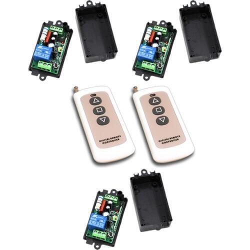 Free Shipping AC110V 220V 1CH RF Wireless Remote Control Switch System 2Transmitter +3Receiver with Black Case 315/433mhz