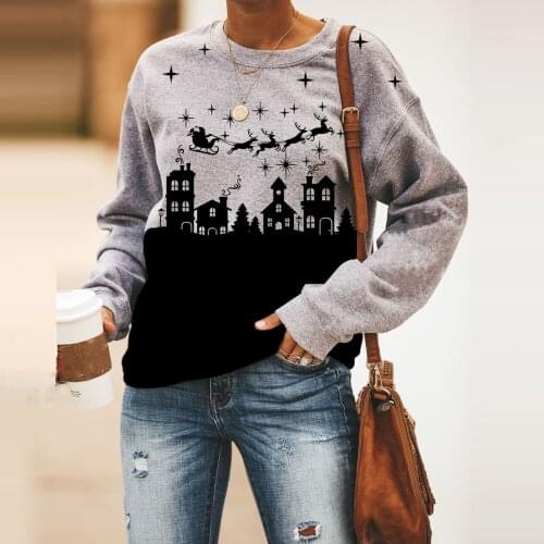 Oversized T Shirt Women Christmas Printing Raglan Women Clothes Long Sleeve Tops Woman Tshirts Aesthetic женские футболки