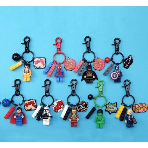 Assembled Keychain Disney Spiderman Iron Man Star Wars Toy Story 4 Key Chain Pendant Cartoon Anime Figure Accessories Decoration
