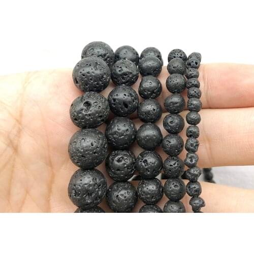 Natural Stone Beads DIY Black Volcanic Lava Beads Lava Stone Beads Round Volcanic-Stone Wholesale for Jewelry Making 4-14mm
