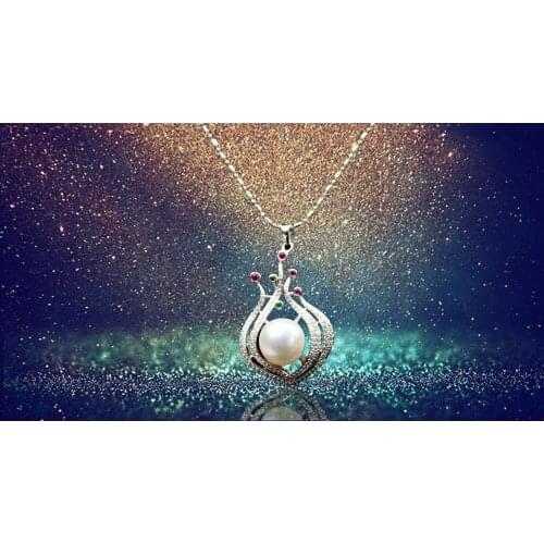 MADALENA SARARA AAA 10mm Freshwater Pearl Pendant Necklace Flame Flower Drop Style Alloy Chain Necklace