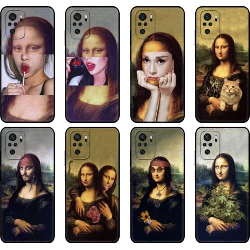Black tpu Case For Xiaomi Redmi 9T Case Redmi Note 9T Note 10 5G 4G Pro 10S Case mona lisa Pattern