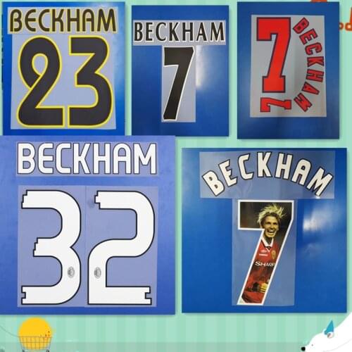 Super A Retro BECKHAM 7 soccer jersey number font print, Hot stamping patches badges