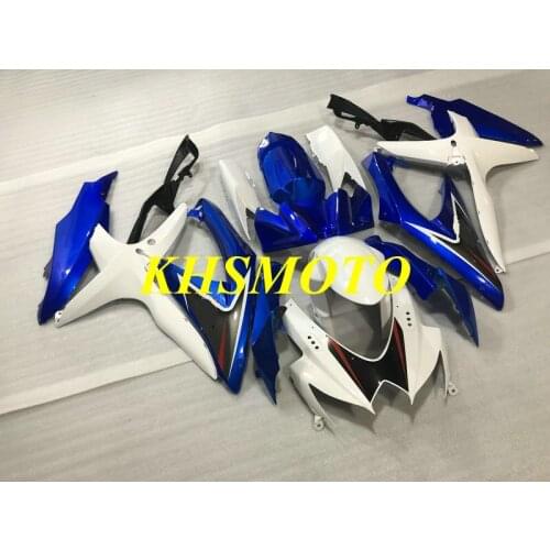 Injection Mold Fairing kit for GSXR600 750 K8 08 09 GSXR 600 GSXR 750 2008 2009 ABS White blue Fairings set+Gifts SP36
