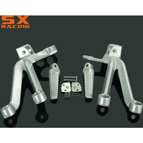 Motorcycle Silver Black Street Bike Rear Foot Pegs Pedal Footrest For SUZUKI GSXR1000 GSXR 1000 2003 2004 2003-2004