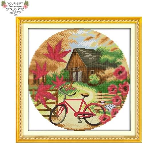 Your Gift F889 14CT 11CT Counted and Stamped Home Decor Autumn Scenery Needlework Needlepoint Embroidery DIY Cross Stitch kits