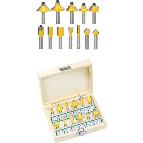 12Pcs Milling Cutter Router Bit Set 8Mm Wood Cutter Carbide Shank Mill Woodworking Trimming Engraving Carving Cutting Tools-With