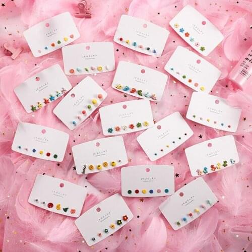 Korean Cute Colorful Flower Animals Stud Earrings Set Fashion Geometric Letter For Women Summer Holiday Jewelry Oorbellen 2020