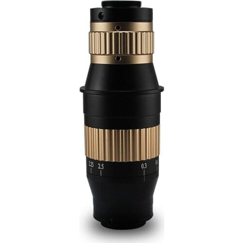 Continouasly Zoom 4K UHD Adjustable Monocular Microscope C mount Lens 0.3X-2.5X Full Focus For HDMI VGA USB Digital Video Camera