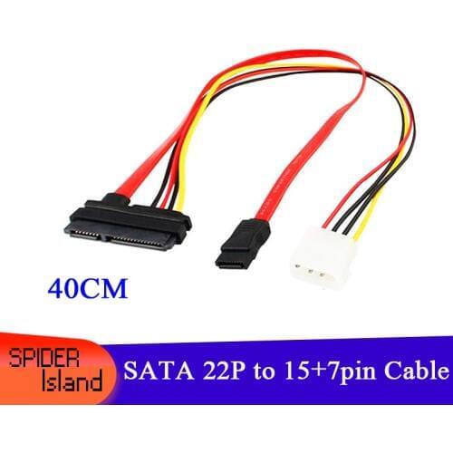 100pcs New 4Pin+7P 7Pin+15P 22P Power Data Cable 3.5 inch HDD DVD-ROM Power Line 4P/7Pin Data Power Wire Power Supply SATA Cable