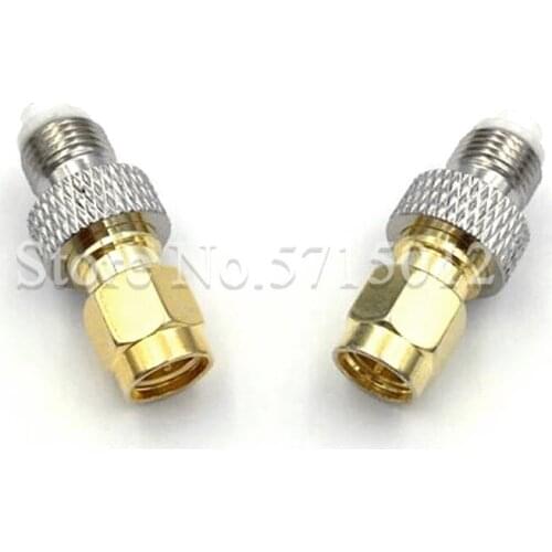 2pcs Nickel Plated Brass RF Adaptor FME/SMA-KJ FME Famale Head Turn to SMA Male Head Internal Thread Connector Converter