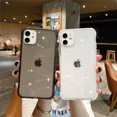 For iPhone 12 Mini Luxury Glitter Transparent Silicone Case For iPhone 11 Pro X XR XS Max SE2 Soft Bumper Cover On 5 6S 7 8 Plus