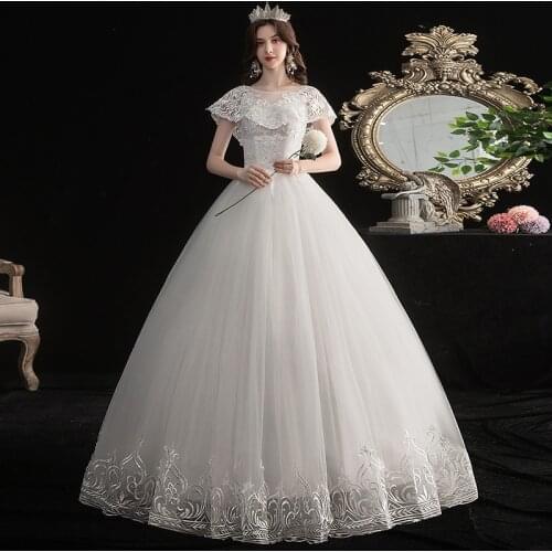 Embroidery Wedding Dresses New Fashion Ball Gowns Bride Wedding Dress Plus Size Vestido De Noiva Bridal Lace Up Dress