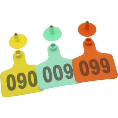 100 Pcs Animal identification ear tag NO.1-100 Apply to pig Cattle sheep donkey horse Farm animal feeding tools 3 colors