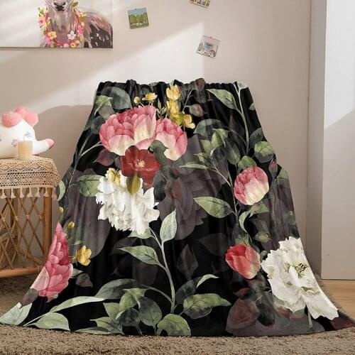 Vintage Flowers Blanket Floral Throw Blanket Pastoral Style Flannel Fleece Blanket Boys Girls Soft Fuzzy Lightweight Blanket