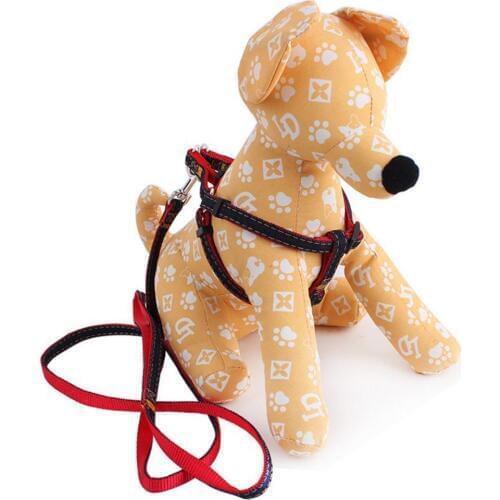 Denim Jean Dog Harness Set Dog Collars Leads Leash for Small Medium Dogs Cats Bell Dog Walking Harnesses Adjustable Pet Supplies