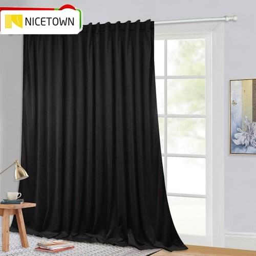 NICETOWN Luxury Velvet Curtain Long Heavyweight Velvet Drape Noise Absorbing Blackout Room Divider Curtain Panel for Livingroom