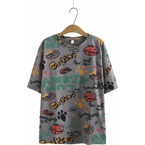 Plus size short sleeve cotton O neck print women loose Tshirts 2021 new summer casual ladies soft t shirts female tops t-shirts