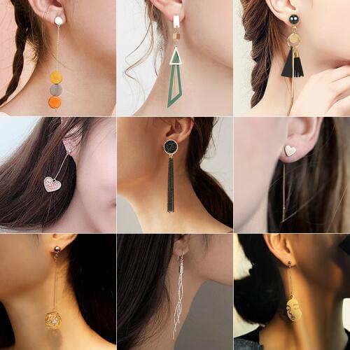 Korean Long Earrings For Women 2019 Fashion Jewelry Geometric Heart Crystal Womens Earring Brincos Gold Hanging Dangle Earring