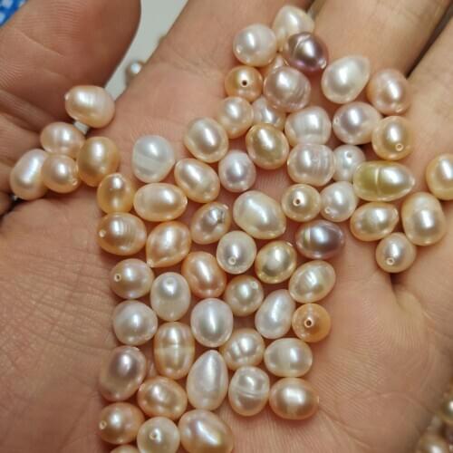 0.5Kg Natural Freshwater Native Pearl AAA Grade Rice Shape7mm Loose Beads for DIY Jewelry Making Necklace Bracelet Accessories