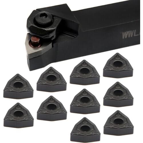 10PCS WNMG080408 PM PC4125 Carbide Inserts + 1PC WWLNR2020K08 External Turning Tool Holder CNC Lathe Cutter Tool Set For Steel