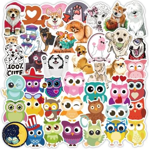 160 Pcs Dog Stickers Anime Cool Owl Dogs Animals Dachshund Bird Decals On Laptop Car Guitar Luggage Skateboard Sticker Kid Toy