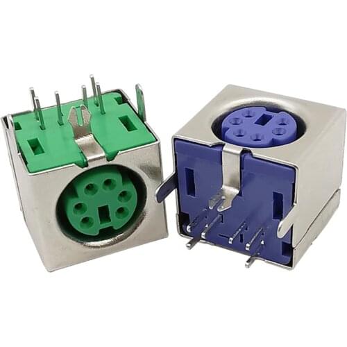 2/5/10 Pcs PS2 6 Pin Keyboard Socket PS-2 6P Purple Green Mouse Female Socket ps2 6-pin Square Jack Connector