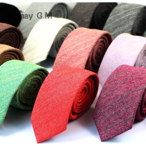 Fashion Casual Cotton Solid Mens Ties for Men 6CM Width Narrow Wedding Business Groons Necktie Fresh Neck Tie Neckwear