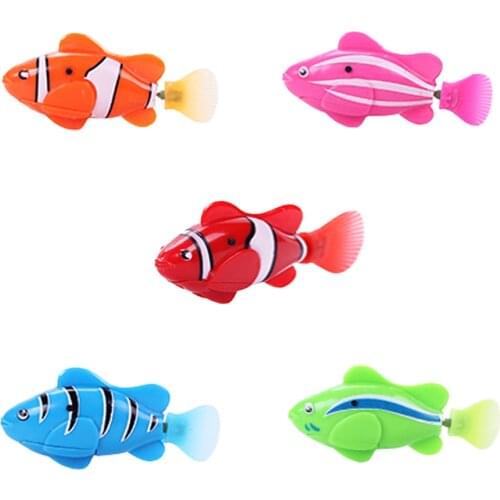 4PCS Light Transparent Electric Fishs Wimming In The Water Bathing Shower Flash Fishs Baby Bath Toy Sink Swimming Pool Kids Gift