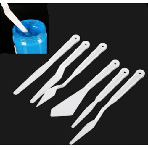 6PCS/Set Plastic Painting Knife Spatula Palette Knife Oil Painting Accessories Color Mixing for Oil, Canvas, Acrylic Painting