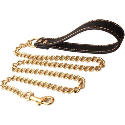 8mm 128cm Stainless Steel Big Pet Dog Chain Walk the dog Training Handle Pet Traction outdoor Walking Training Cuba For Dog