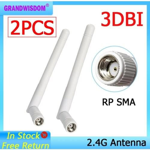 2pcs 2.4ghz Antenna 3dbi RP-SMA wifi antenna Aerials 2.4 Ghz antenne SMA Plug Connector wi fi Antena wi-fi antennas for router