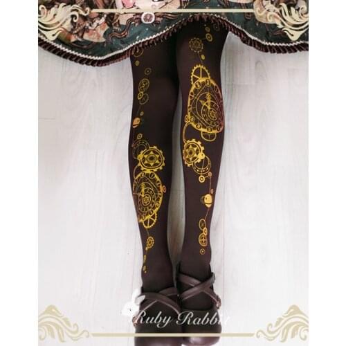 Astrological clock what lolita tights spring, summer, hot stamping printing socks brown tights