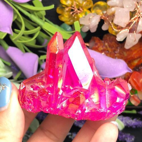 Aura Quartz Crystal Cluster Angel Aura Natural Quartz Crystal Druzy Geode Specimen Minerals Reiki Healing Chakra