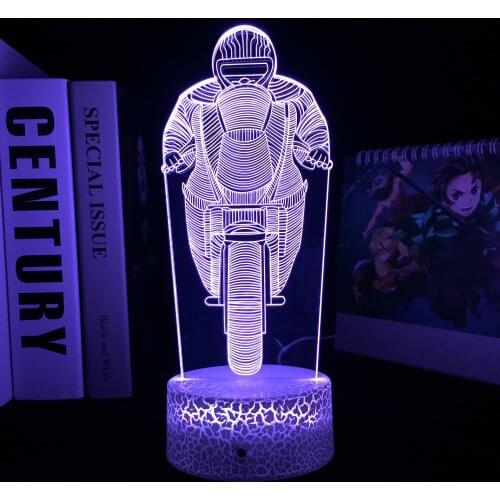 Car Series Front View of Motorcycle Racer 3D LED Lamp White Cracked Base Acrylic Light Guide Plate for Festival Birthday Gifts