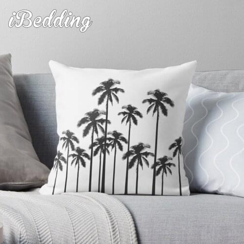 Black And White Exotic Tropical Palm Trees Throw Pillow Cushion Cover Polyester Throw Pillows Case On Sofa Home Decor