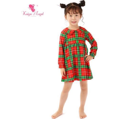 Kaiya Angel Toddler Girl Dresses 2017 Christmas Plaid Long Sleeve Green Red Dress Fall Winter Kids Dresses For Girls Baby