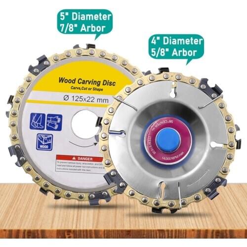 Wood Carving Disc Woodworking Chain Grinder Chain Saws Disc Chain Plate Tool for 9 /7 teeth 125MM Angle Grinding 5 Inch 4 inch