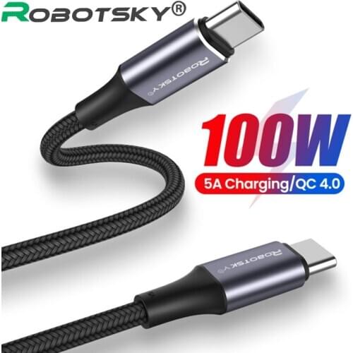 100W/60w PD QC4.0 Fast Charging Type C Cable USB Type C To Type C Quick Charger Nylon Cable For Macbook ipad Samsung S20 Huawei