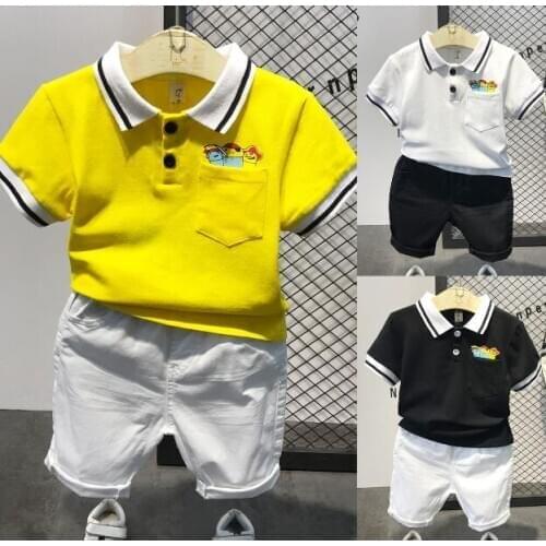 2020 2pcs Summer Baby Boy clothes set Children Gentleman Suit T-shirt + Shorts Boys Clothes set Kids Clothes sets 2-7