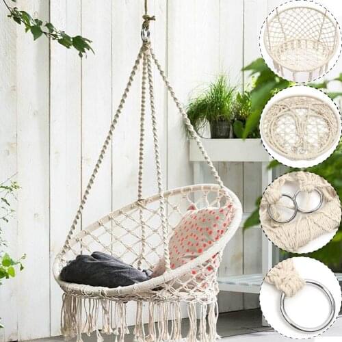Nordic Style Round Hammock Safety Hanging Hammock Chair Swing Rope Outdoor Indoor Hanging Chair Garden Seat No Sticks