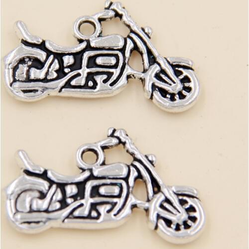 2019 Top Fashion Rushed Trendy Zinc Alloy Metal Floating Charms Wholesale 25pcs Tibetan Motorcycle Charms Pendants 24x14mm